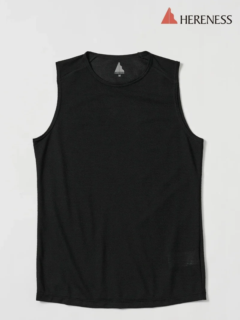Women's Wool Mesh Tank #Black｜HERENESS