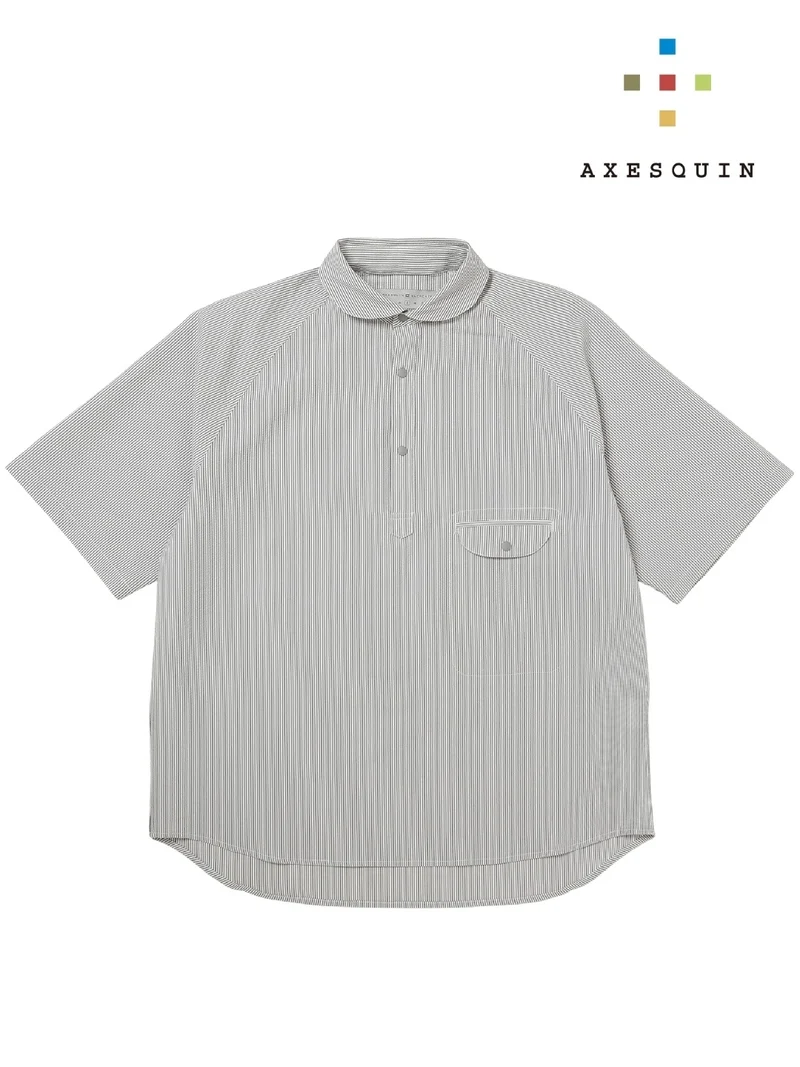 シアサッカーの半袖プルオーバーシャツ #フカガワネズ [21117]｜AXESQUIN