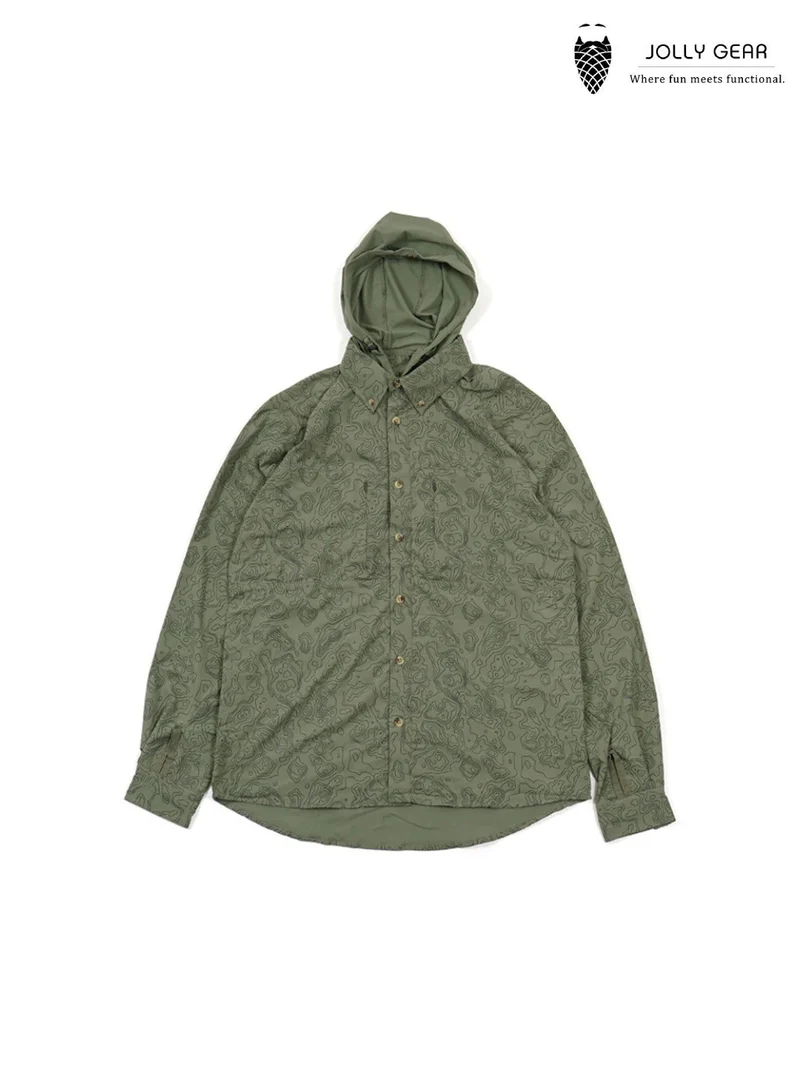 TRIPLE CROWN BUTTON DOWN LONG SLEEVE #Green Topo｜Jolly Gear