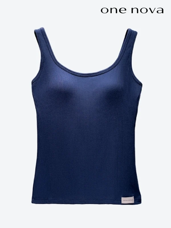 Ribbed 3D Bra Tank #Navy [NV25022]｜one nova