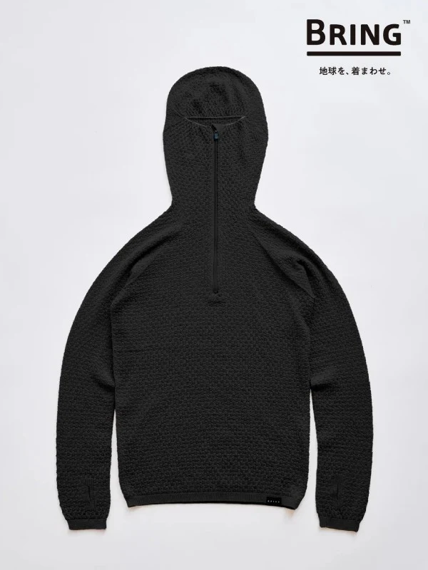WUNDERWEAR HALF ZIP HOODIE #Black [BW0505]｜BRING