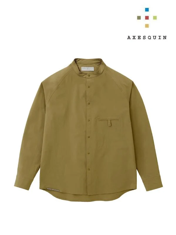 ソフトシェルのバンドカラーシャツ #ウグイスチャ [021055]｜AXESQUIN