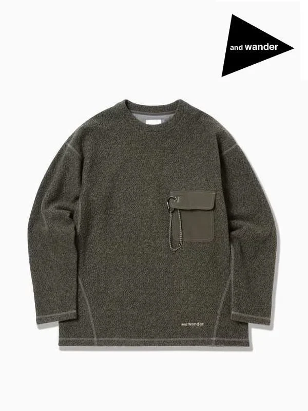 re wool JQ crew neck #khaki [5743284061] ｜andwander