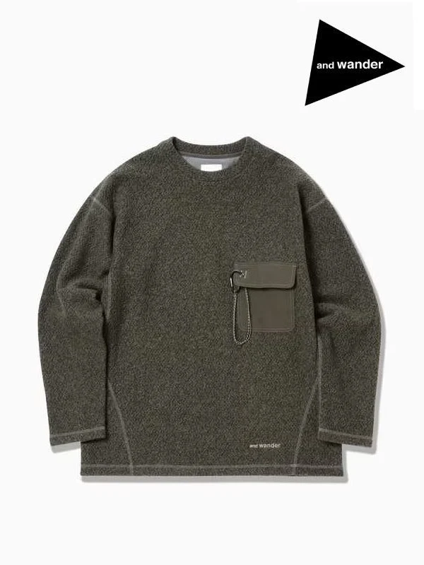Women's re wool JQ crew neck #khaki [5743284061] ｜andwander