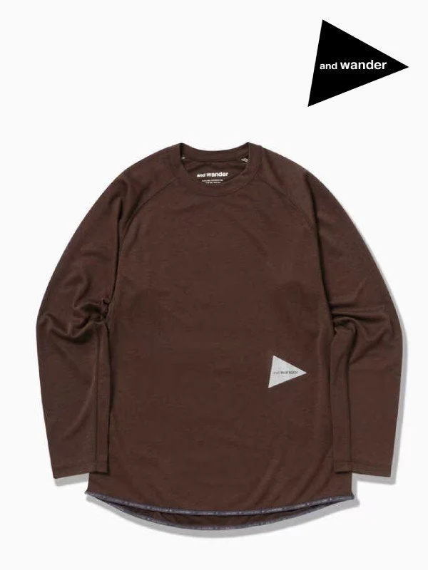 Women's power dry jersey raglan LS T #brown [5743264029] ｜andwander