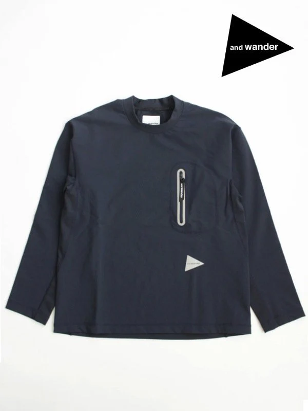 hybrid warm pocket LS T #navy [5743284075] ｜andwander