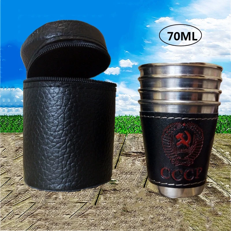 4PCS 70ML Stainless Steel Portable Travel Cups