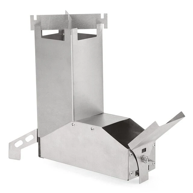 Lixada Foldable Rocket Stove Windproof Stainless Steel Camping Stove Picnic Wood Burning Stoves BBQ Cooking Furnace Wood Stove