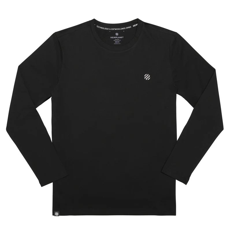 COOLEVER Long-Sleeve Shirt with Reflective Logo; Black