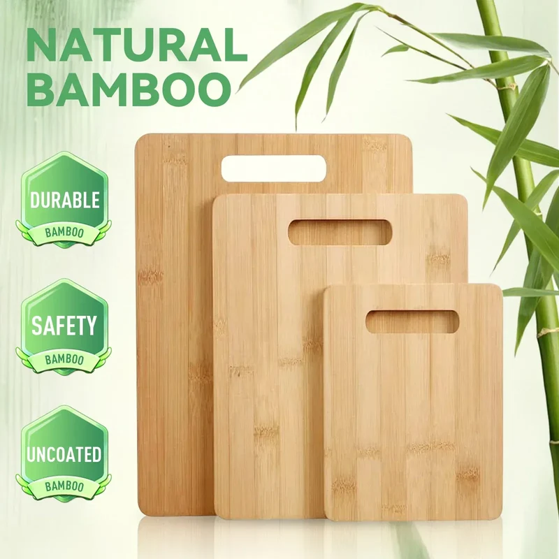 3pc Bamboo Cheese Cutting & Serving Chopping Board Set