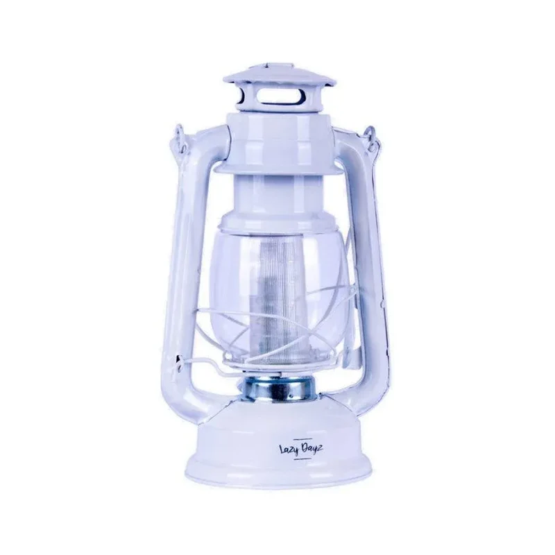 White 12 LED Solid Metal Camping Hurricane Lantern