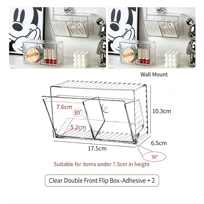 Clear Dual Compartment Front Flip Storage Box