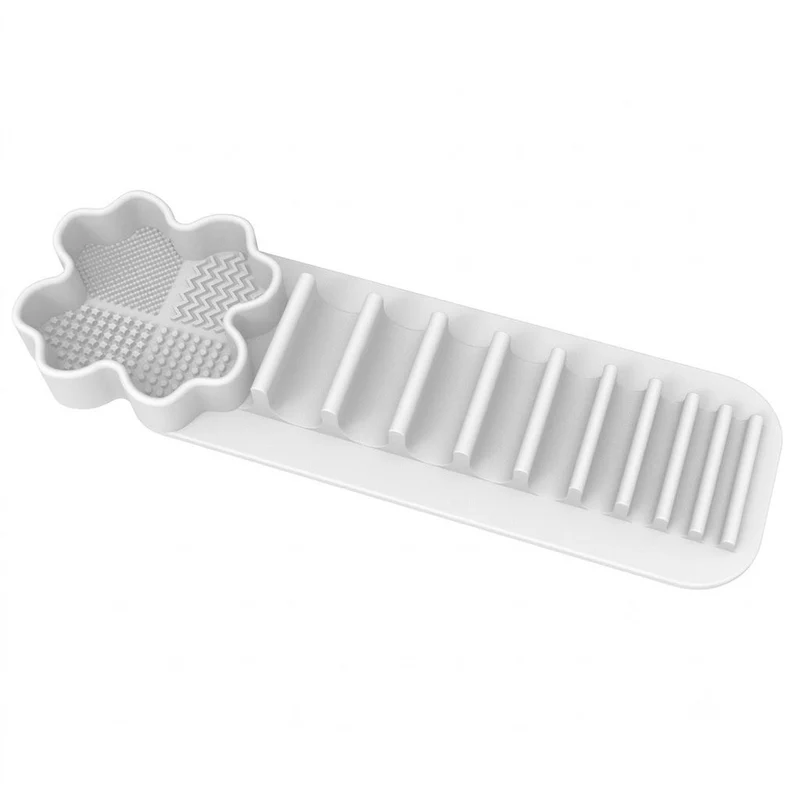 White Multi-Functional Silicone Makeup Brush Holder & Cleaning Pad That