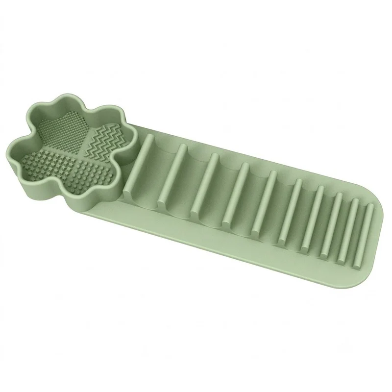 Green Multi-Functional Silicone Makeup Brush Holder & Cleaning Pad That