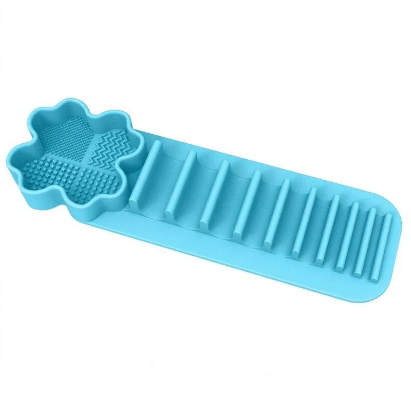 Blue Multi-Functional Silicone Makeup Brush Holder & Cleaning Pad That