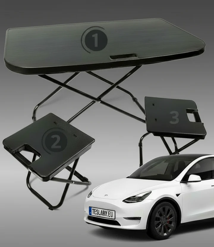 Campingpicknickbord och 2 stolar för Tesla Model Y och Tesla Model Y Juniper Premium