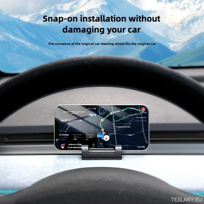 Telefonhållare för Tesla Model 3 / Y - Snap-On instrumentbräda och luftventilfäste, justerbar silikon