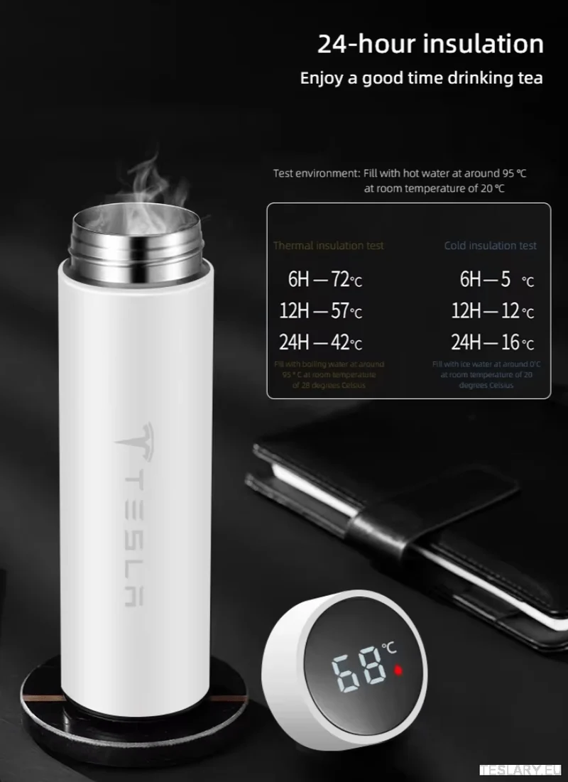 500 ml bärbar isolerad resemugg för utomhusäventyr med Tesla-logotyp