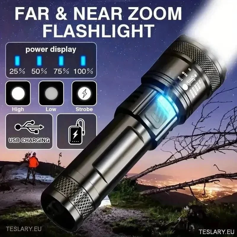 LED-zoomficklampa och mobil powerbank