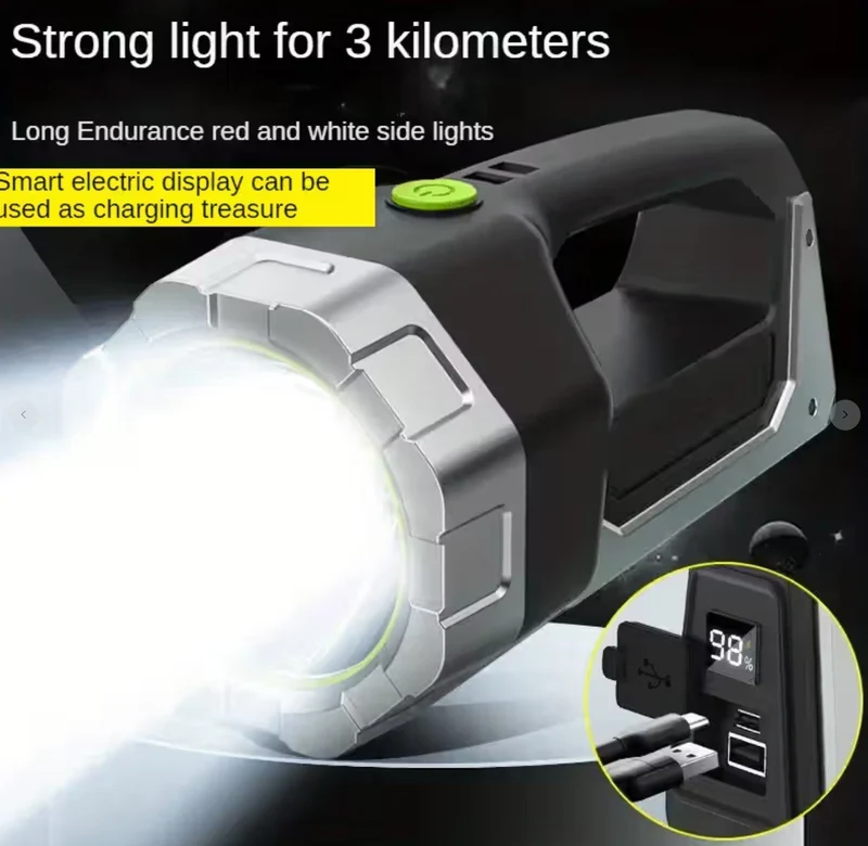 Handhållen nödficklampa med lång räckvidd och enkel USB-laddning Perfekt för ditt nödbilspaket - Tesla