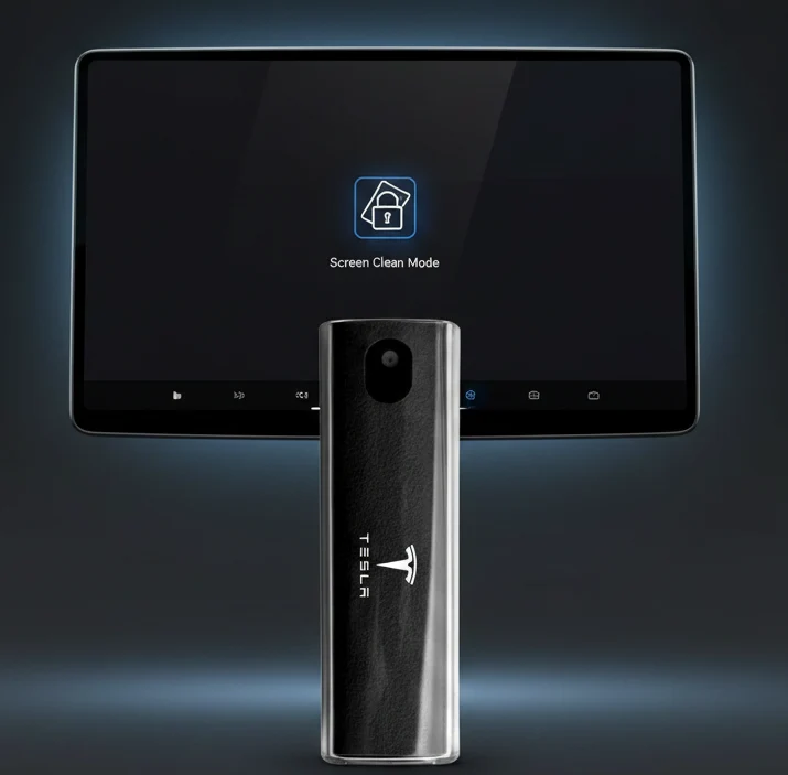 20 ml svart mikrofiberskärmrengöringsspray för dammborttagning med Tesla-logotyp - påfyllningsbar med vatten