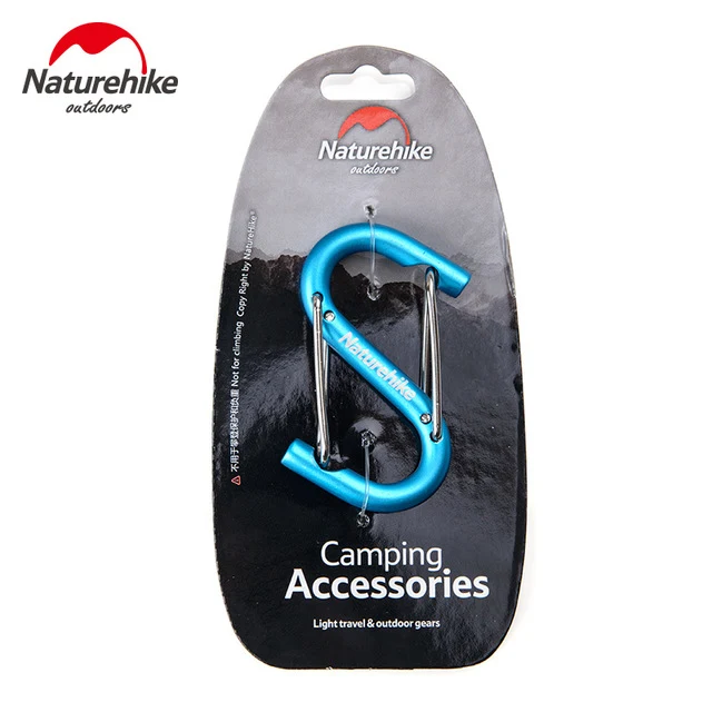 Naturehike 2pcs 6cm Aluminum Carabiner Hiking S-shaped Hanger Buckle Outdoor Survival Tool Camping Bag Clips Hook