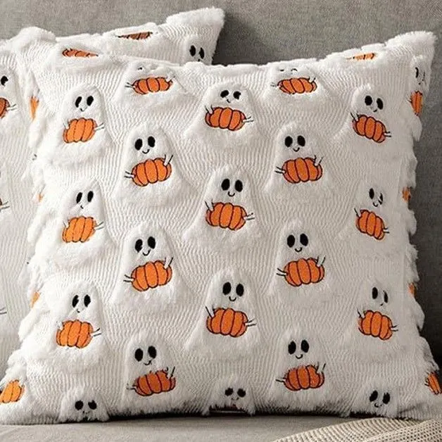 2pc Short Plush Decorative Pillow Cover For Holiday Scene