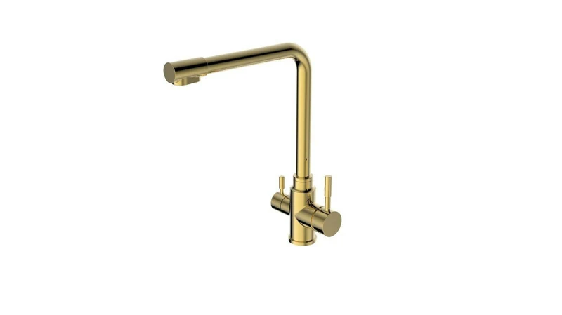 2023 Brushed Brass Gold L shape 3 way filter water kitchen mixer tap