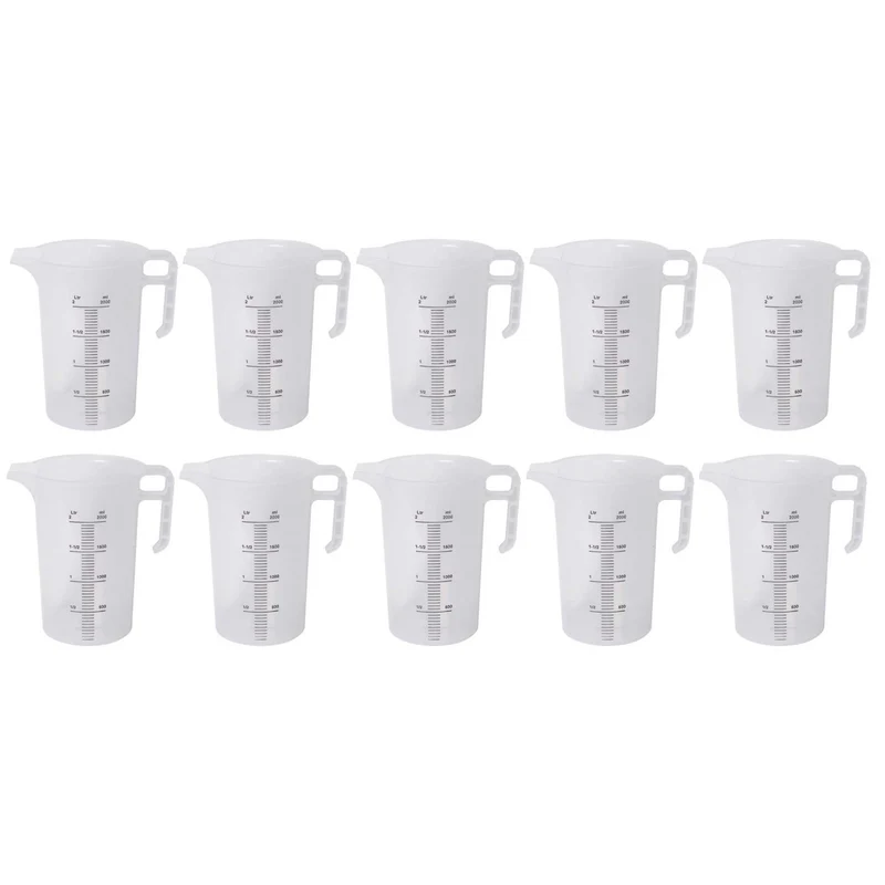 10x 2L Measuring Jug Clear Plastic Propylene Food Grade BPA 5 Pro-Jug