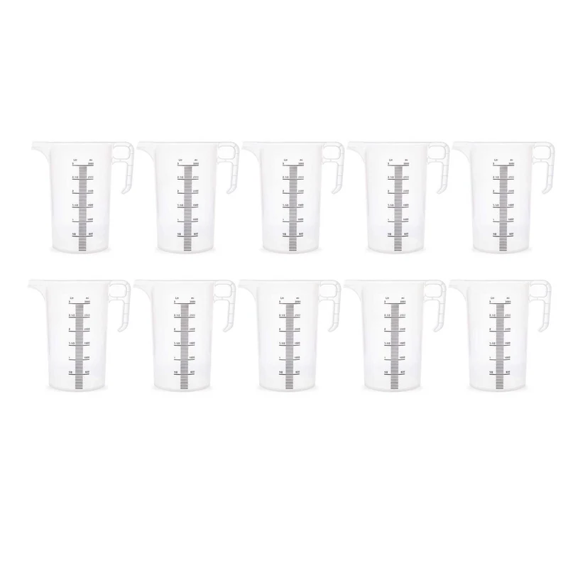 10x 3L Measuring Jug Clear Plastic Propylene Food Grade BPA 5 Pro-Jug