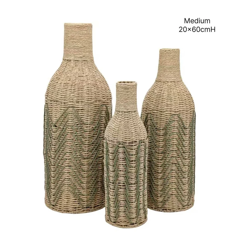 bulk 4 Forest Green Paper Rope Glass Jar 60cm