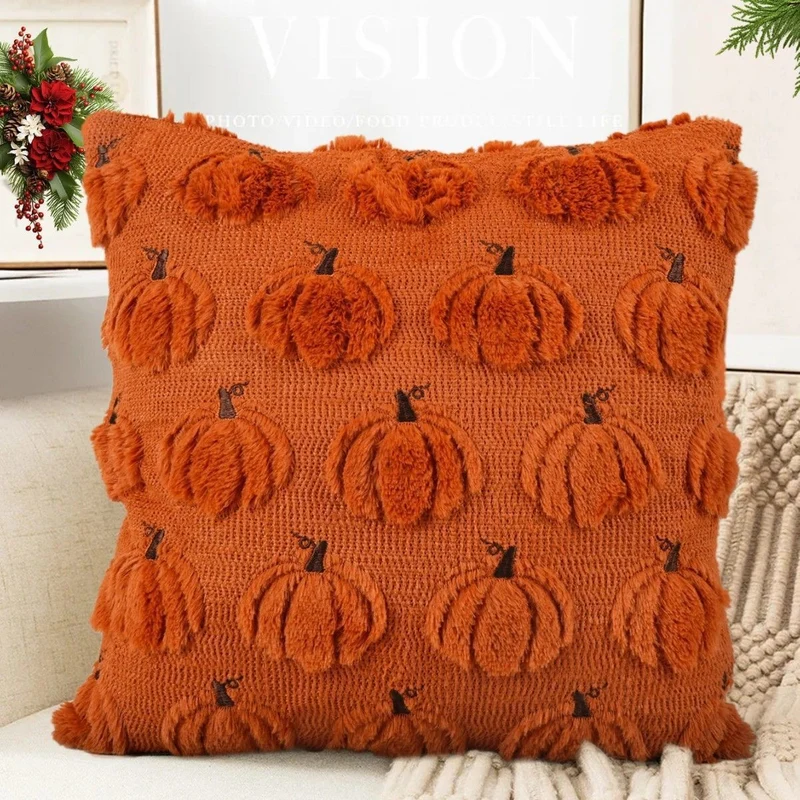 2pc Halloween Themed Short Plush Pillow Cover