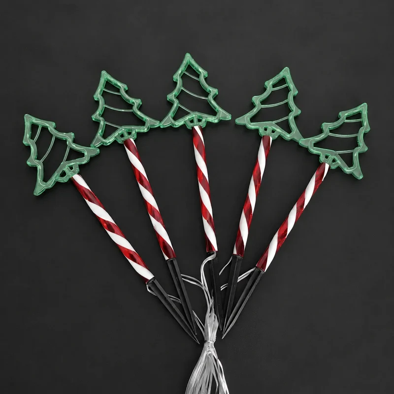 3pc Solar Christmas Tree Stake Lights White