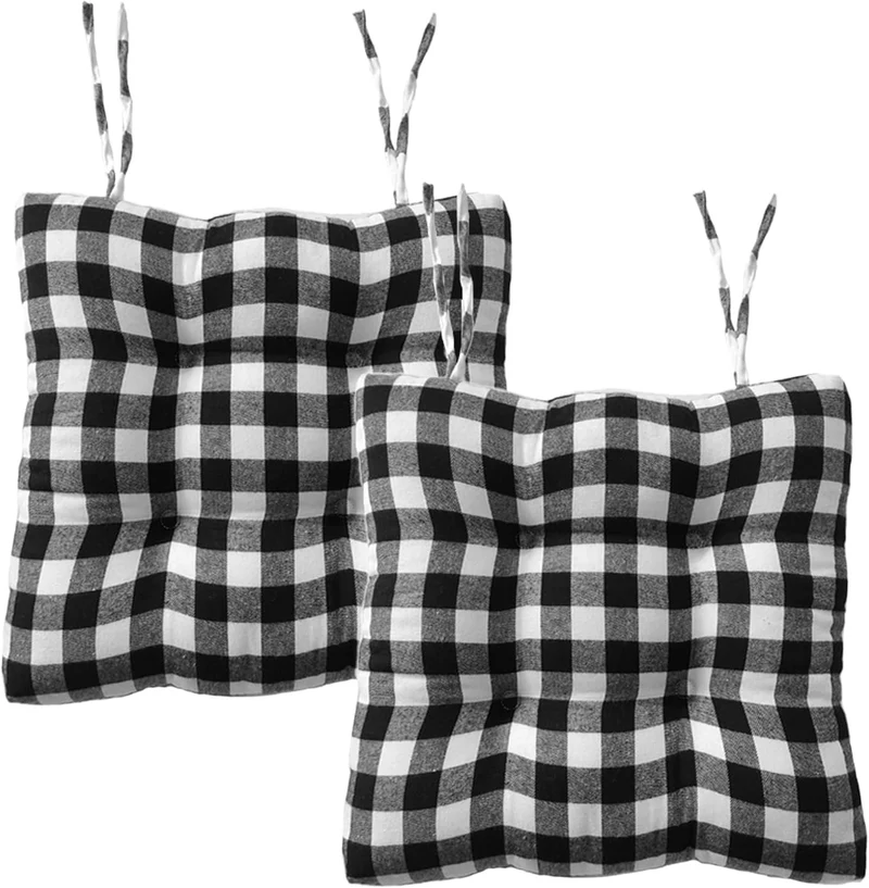Black Kitchen Chair Cushions with Ties