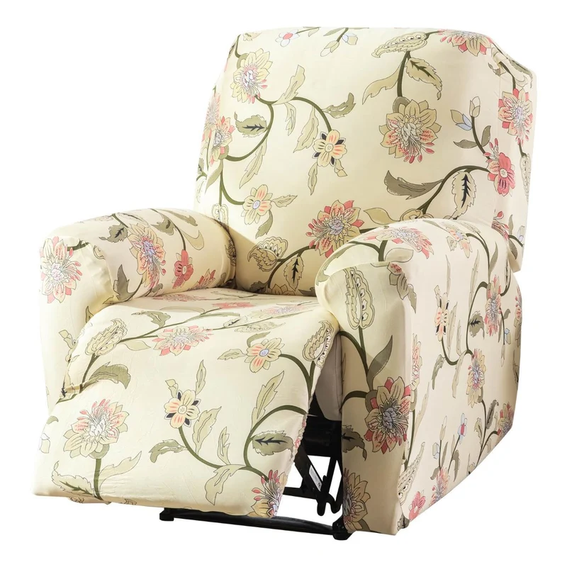 Beige Stretch Recliner Chair Cover Two-Seater