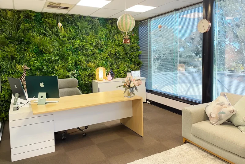100cm Flowering White Artificial Green Wall Disc Black Frame