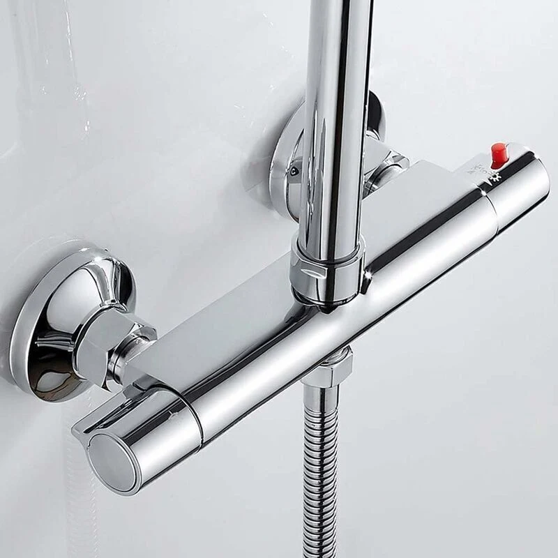 Thermostatic Shower Mixer 2 Outlets High & Low Anti-Scald Mixer Tap in