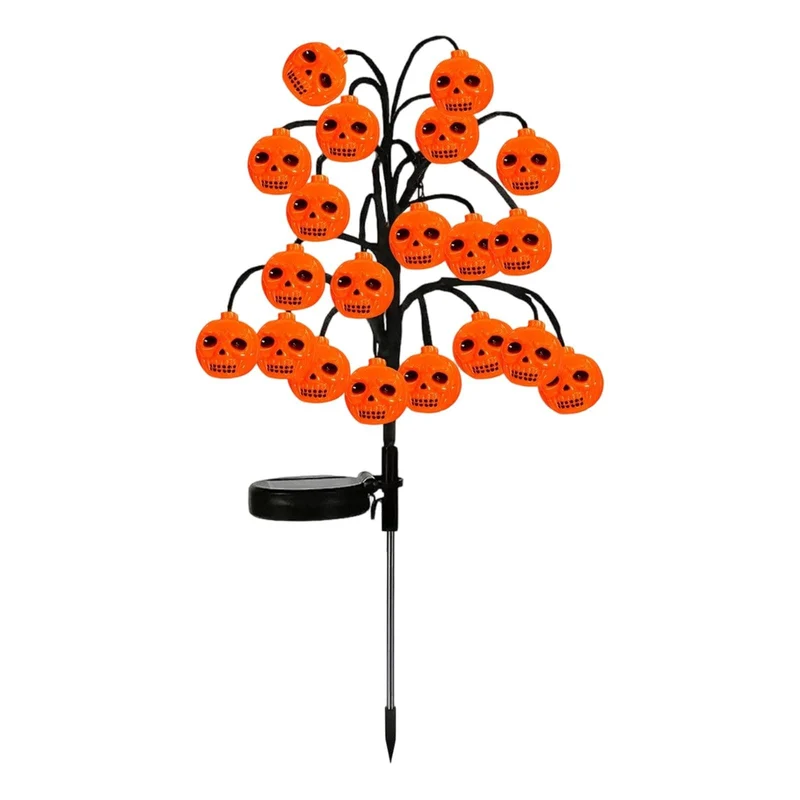 Big-Eye Pumpkin, 3pc Solar Halloween Stake Lights