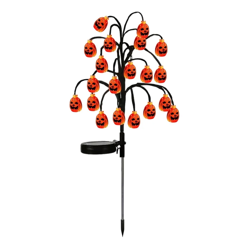 Mini Injection Pumpkin, 3pc Solar Halloween Stake Lights