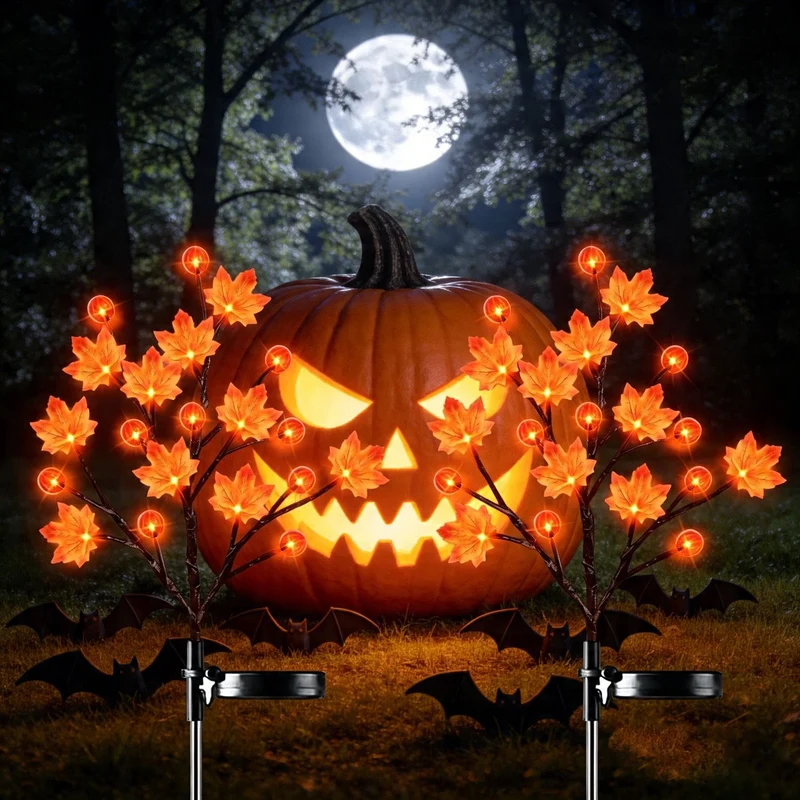 Solar Maple Leaf Branch Lights with 20 Warm LEDs