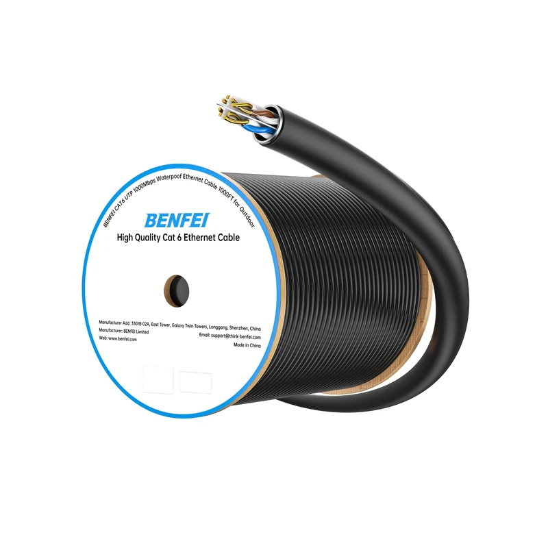 BENFEI 000704BK-305MS Pure Copper Cat 6 Cable 305M-Waterproof Black