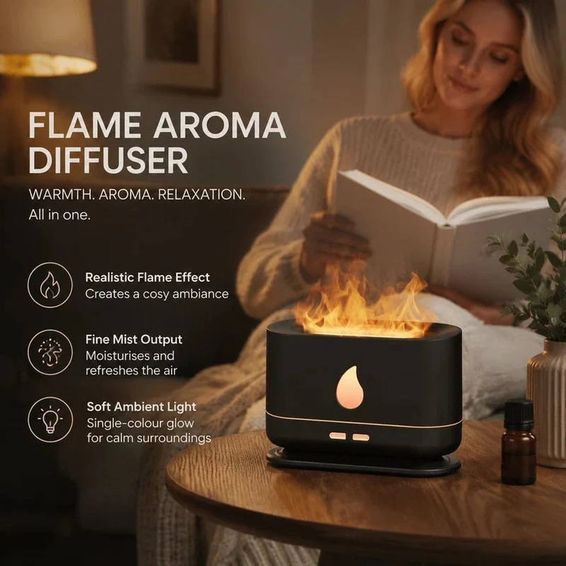 Black USB Flame Aroma Diffuser