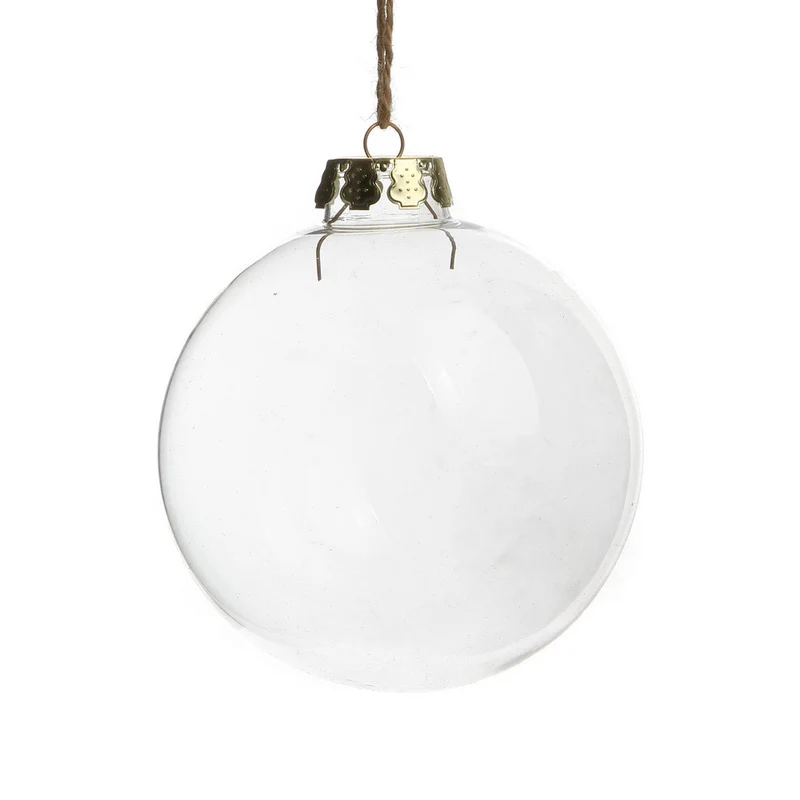 50 Wholesale Pack of Glass Bauble 6cm Diameter Round Clear