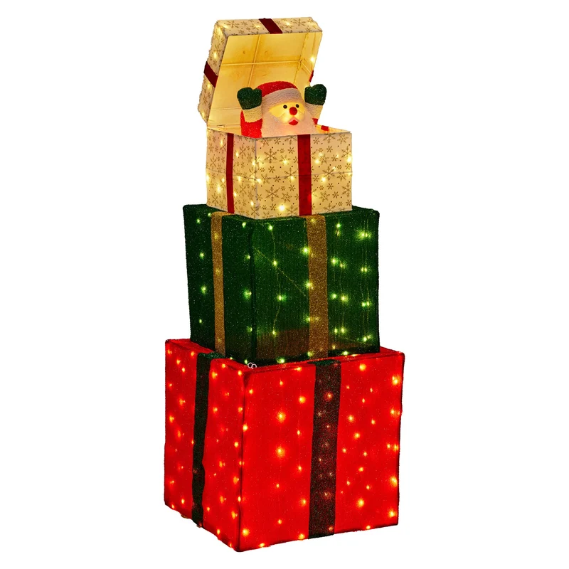 Christabelle 122cm Animated Present Stack Santa Led Lights Christmas