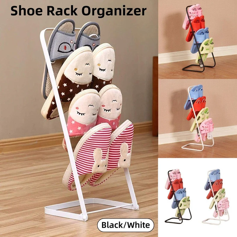 Black Simple Multi Layer Slipper Storage Rack Organiser
