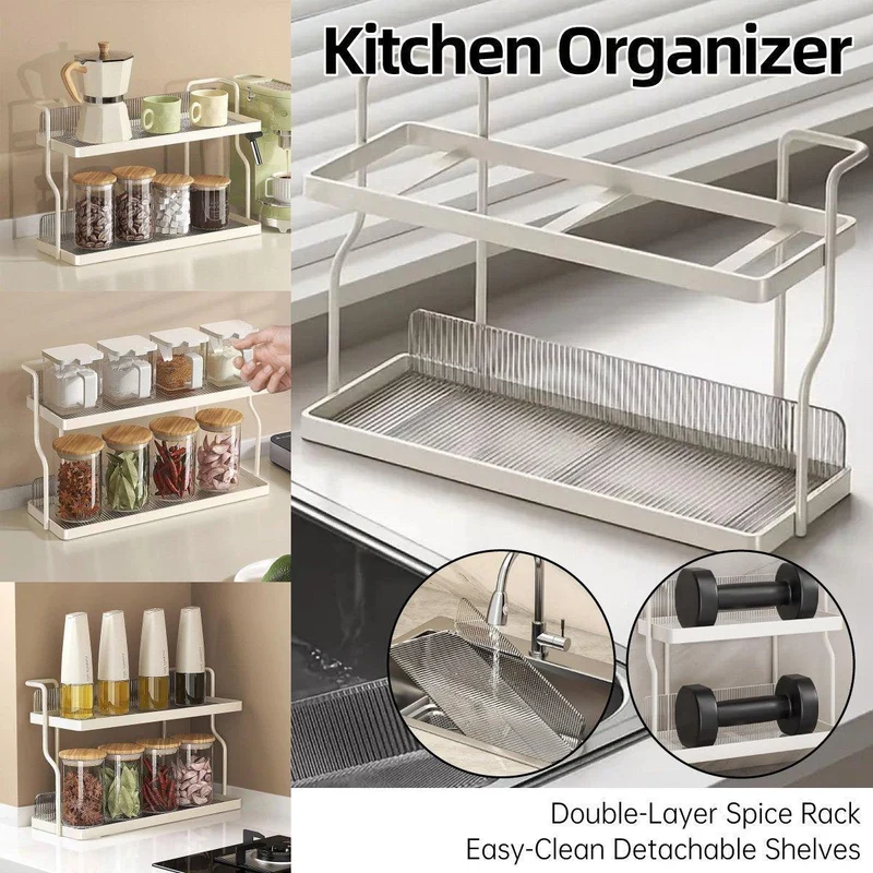 2 Tier Shelf Kitchen Storage Rack Organiser