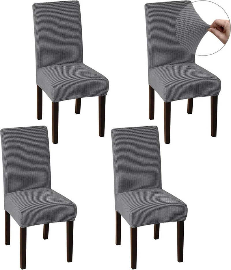 4pc Light Grey Stretch Dining Chair Covers