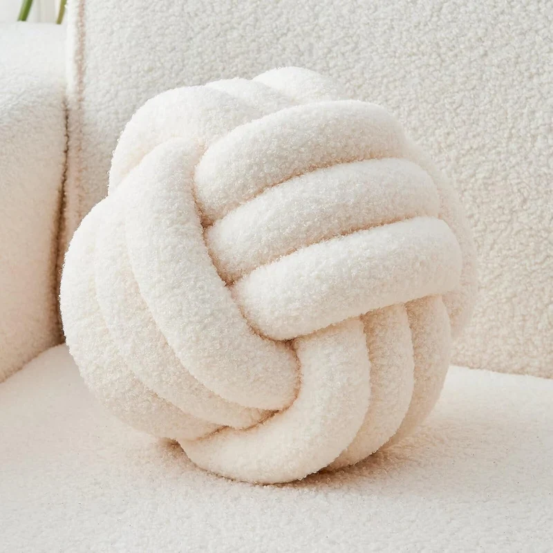 White Decorative Throw Knot Pillow Ball