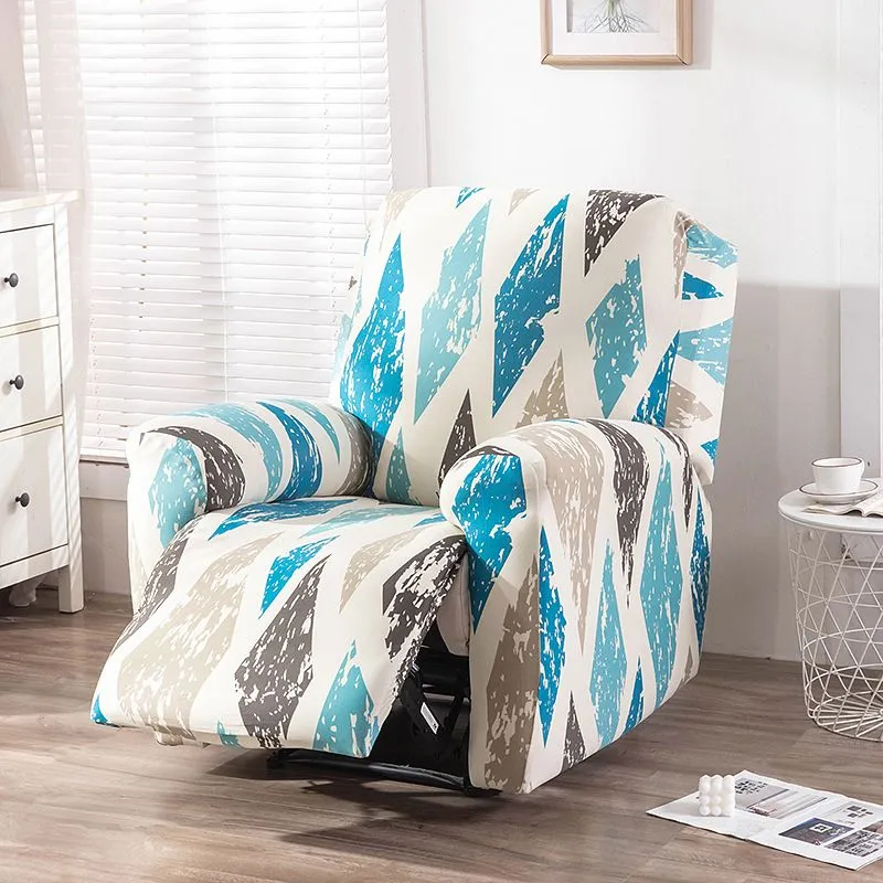 Sky Blue Stretch Recliner Chair Cover Three-Seater