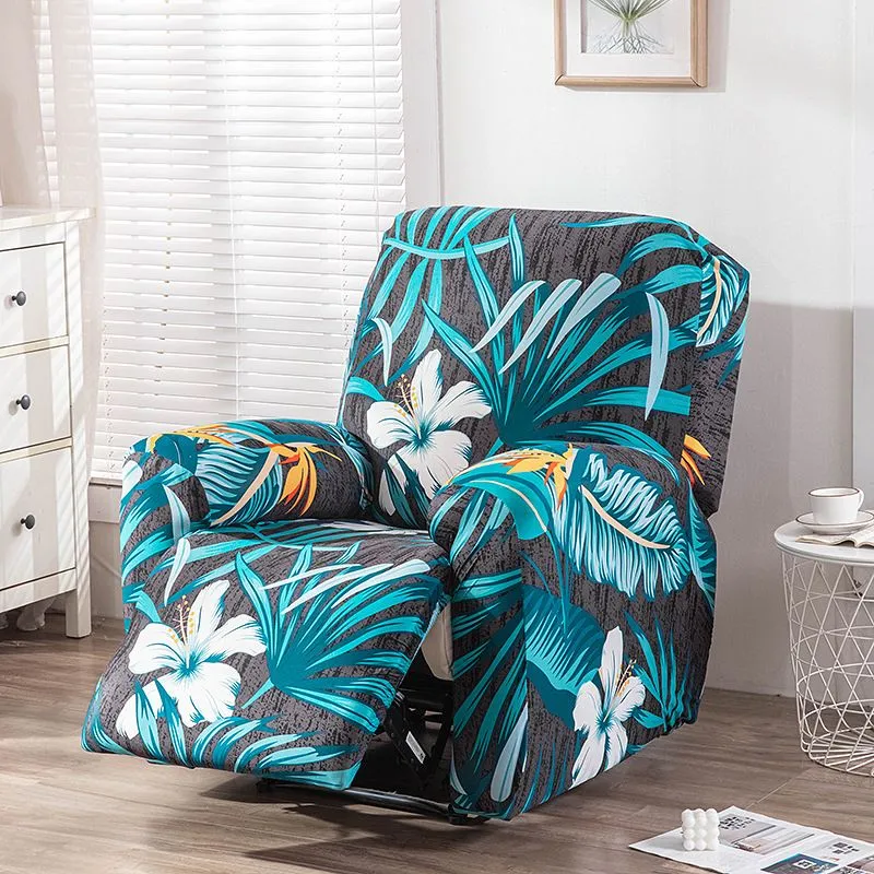 Turquoise Stretch Recliner Chair Cover Three-Seater